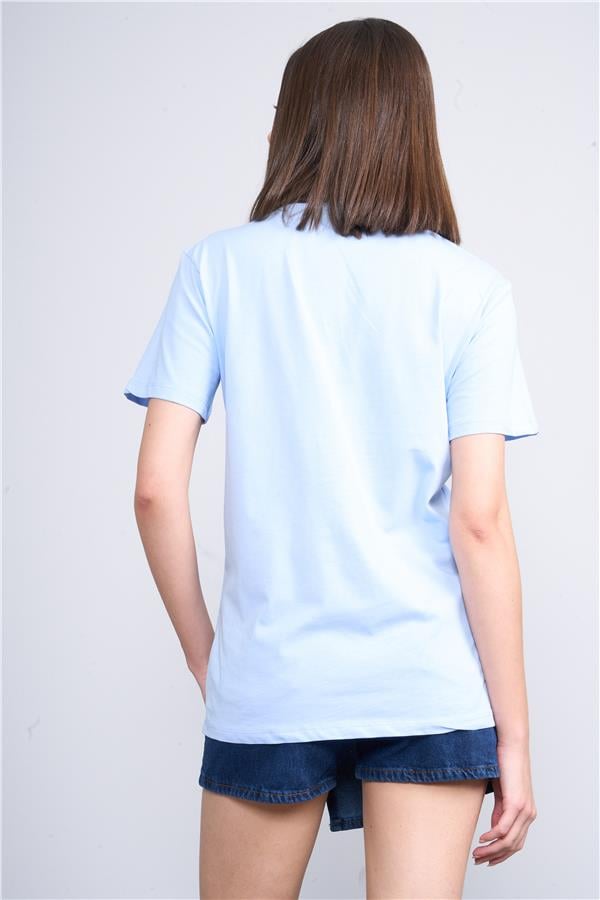 Çetinkaya Fithit 8351 Bayan Bisiklet Yaka 30/1 Penye Süprem Regular T-shirt Açık Mavi
