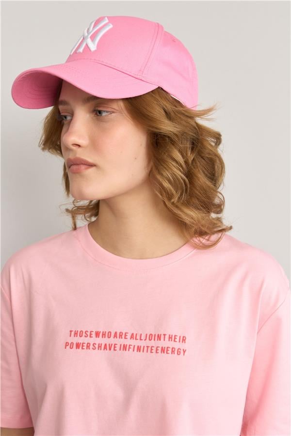 Çetinkaya Fithit 8363 Bayan Bisiklet Yaka 30/1 Penye Regular Crop T-shirt Açık Pembe