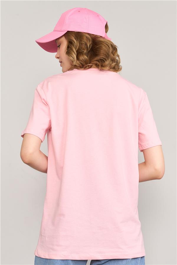 Çetinkaya Fithit 8380 Bayan Bisiklet Yaka 30/1 Penye Regular T-shirt Açık Pembe