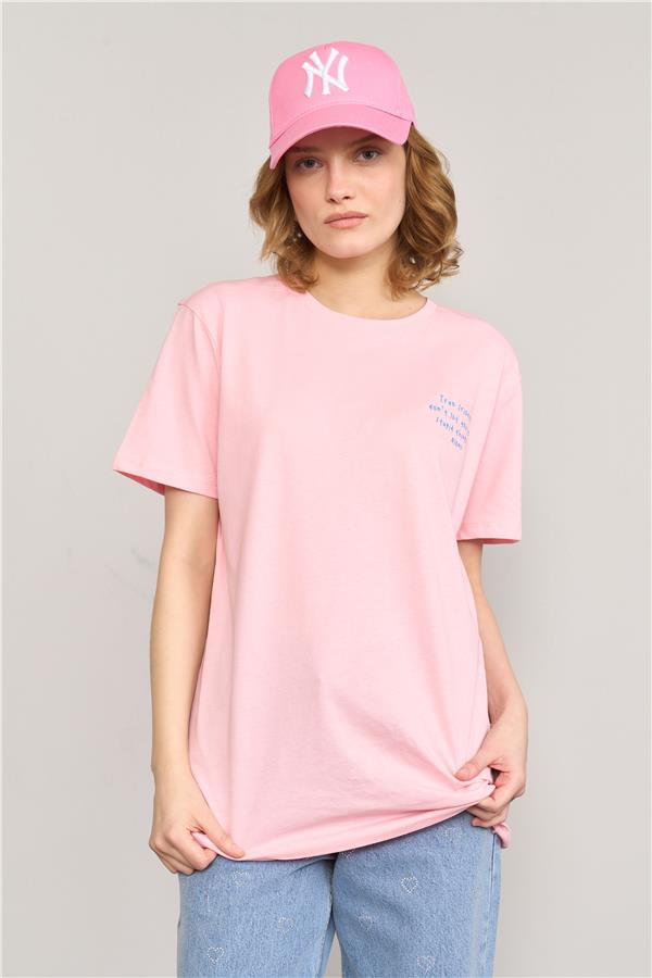 Çetinkaya Fithit 8380 Bayan Bisiklet Yaka 30/1 Penye Regular T-shirt Açık Pembe