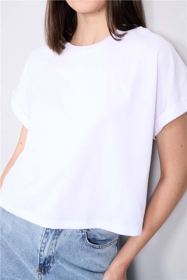 Çetinkaya Fithit 8382 Bayan Bisiklet Yaka 30/1 Penye Süprem T-shirt Beyaz