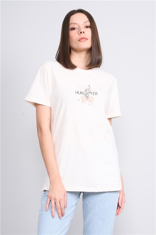 Çetinkaya Fithit 8415 Bayan Bisiklet Yaka 30/1 Penye Regular T-shirt Koyu Krem
