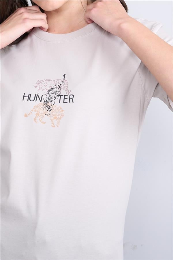 Çetinkaya Fithit 8415 Bayan Bisiklet Yaka 30/1 Penye Regular T-shirt Vizon