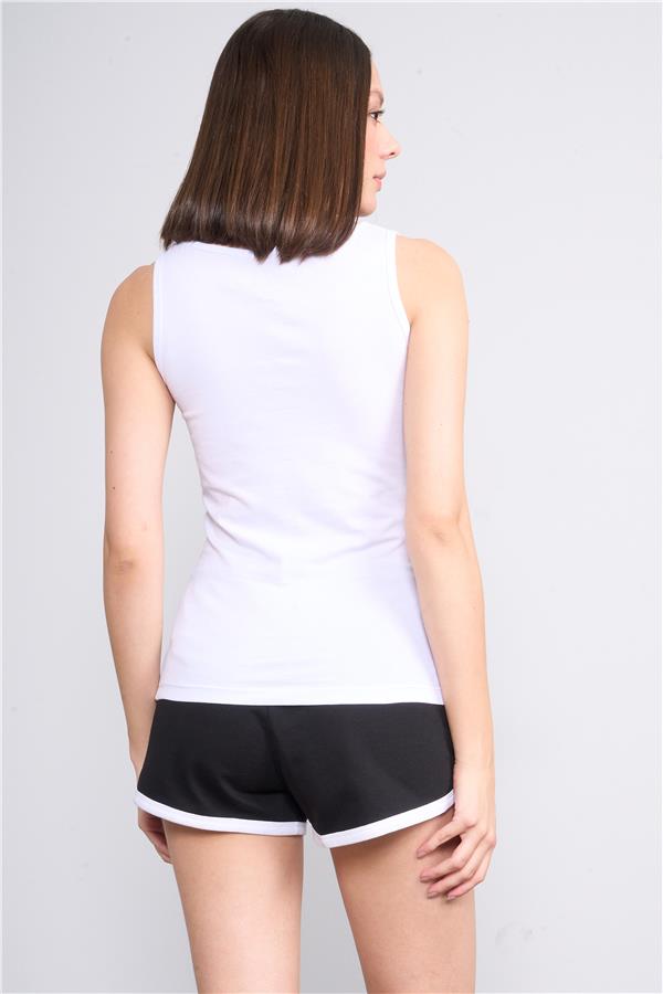 Çetinkaya Fithit 8449 Bayan 30/1 Compact Penye Süprem Sıfır Kol Atlet Beyaz