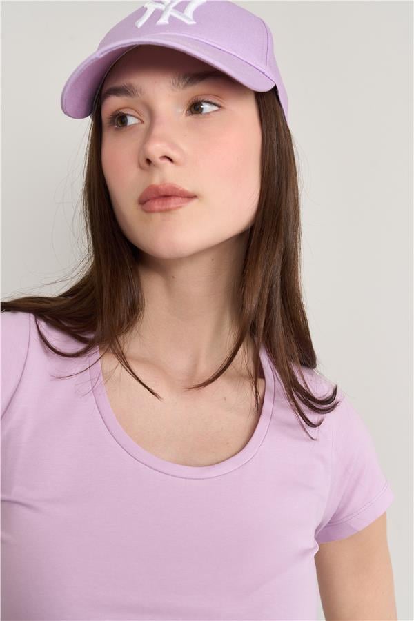 Çetinkaya Fithit 8464 Bayan U Yaka 30/1 Compact Penye Süprem T-shirt Lila