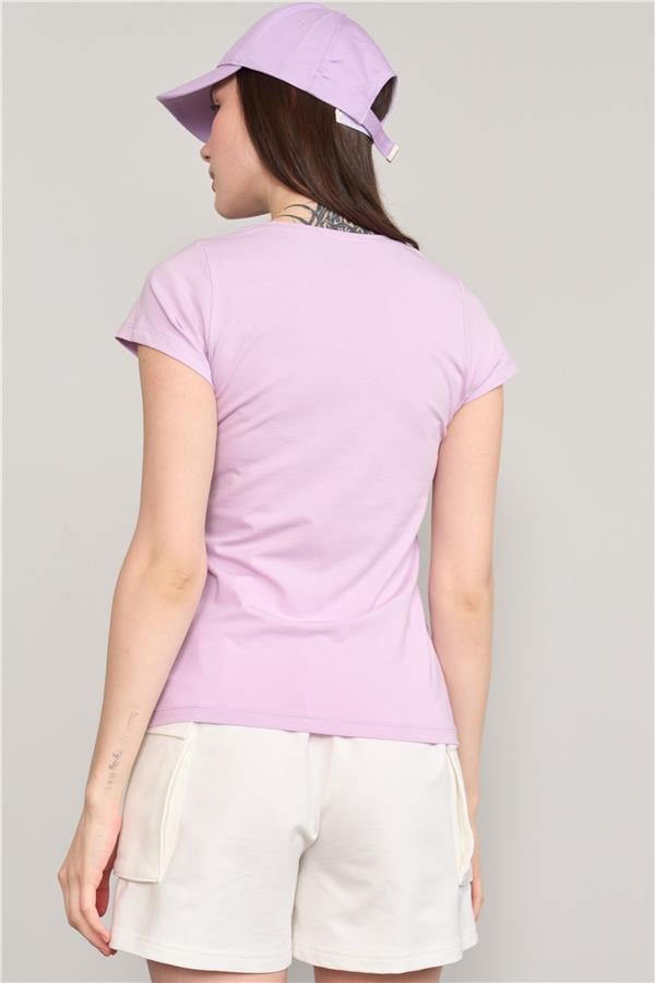 Çetinkaya Fithit 8464 Bayan U Yaka 30/1 Compact Penye Süprem T-shirt Lila