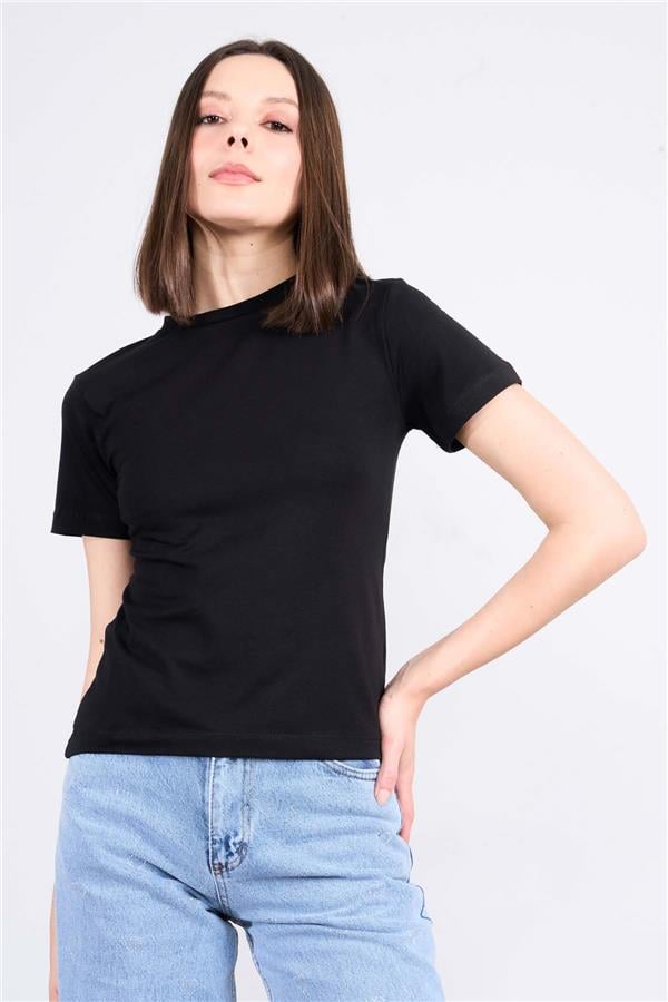 Çetinkaya Fithit 8501 Bayan Bisiklet Yaka 30/1 Likralı Süprem T-shirt Siyah