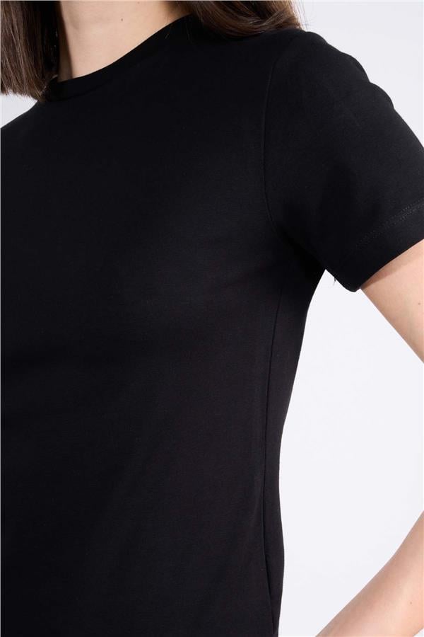 Çetinkaya Fithit 8501 Bayan Bisiklet Yaka 30/1 Likralı Süprem T-shirt Siyah