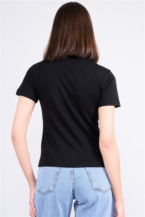 Çetinkaya Fithit 8501 Bayan Bisiklet Yaka 30/1 Likralı Süprem T-shirt Siyah