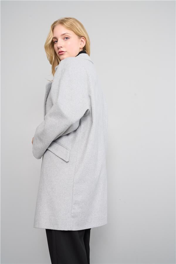 Çetinkaya Fithit 9073 Kadın Erkek Yaka Oversize Kaban Gri