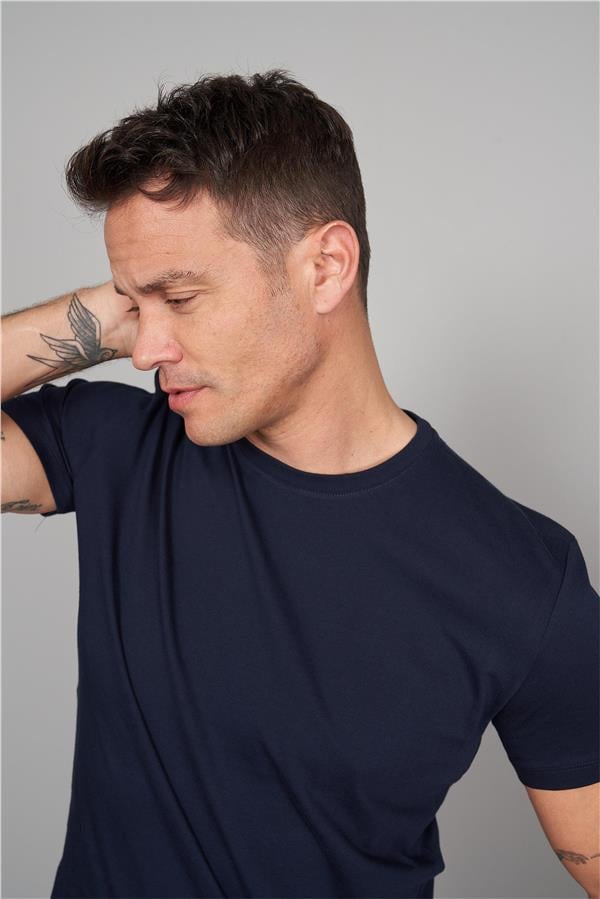 Çetinkaya Mentality 2772 Bisiklet Yaka Basic T-Shirt Lacivert