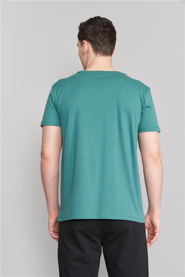 Çetinkaya Mentality 2772 Bisiklet Yaka Penye Slim Fit Koyu Yeşil T-Shirt