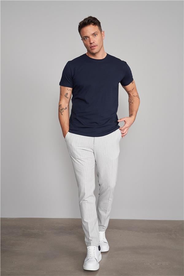 Çetinkaya Mentality 2772 Bisiklet Yaka Basic T-Shirt Lacivert