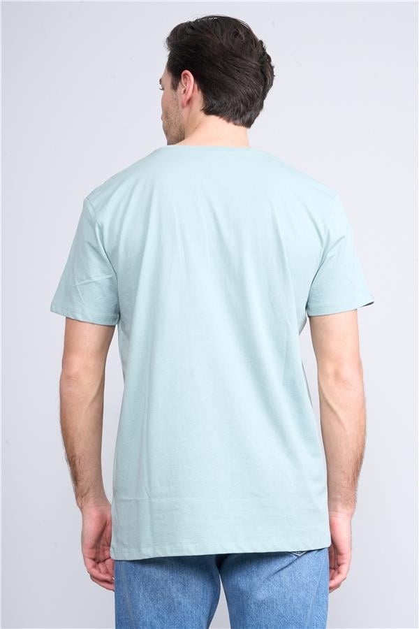 Çetinkaya Mentality 2772  Bisiklet Yaka Basic T-Shirt Eski Yeşil