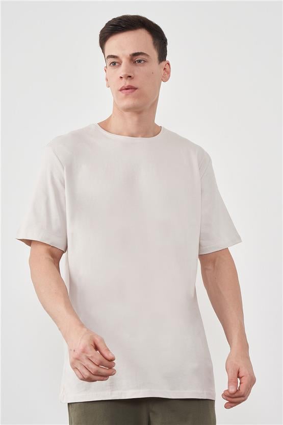 Çetinkaya Mentality 2772 Bisiklet Yaka Penye Slim Fit Taş T-shırt