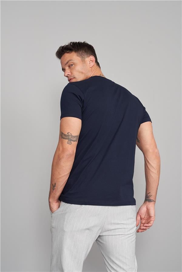 Çetinkaya Mentality 2772 Bisiklet Yaka Basic T-Shirt Lacivert