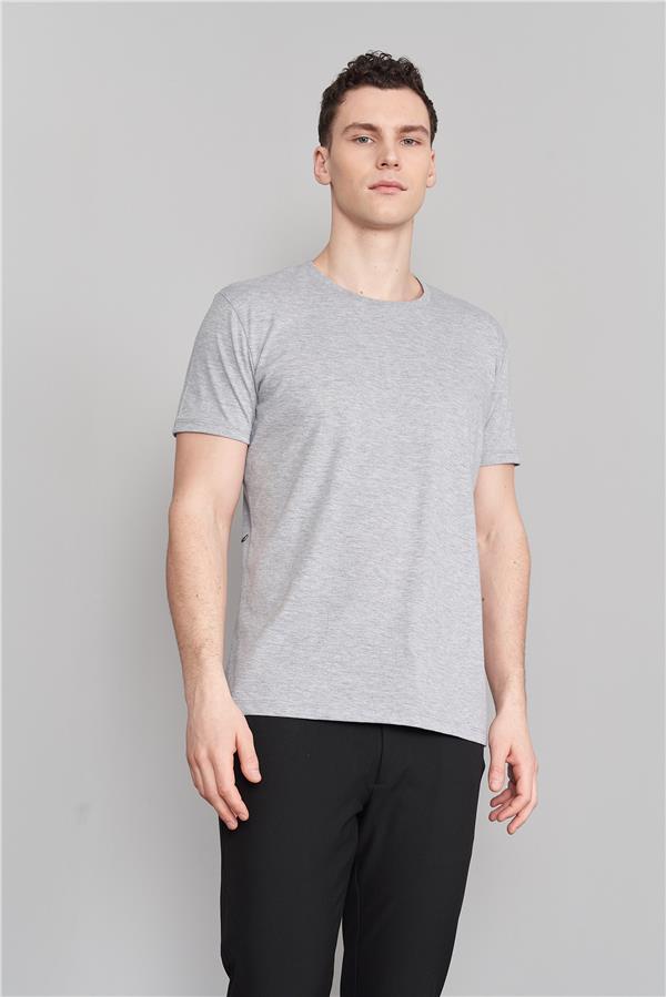 Çetinkaya Mentality 2772B Bisiklet Yaka Kar Melanj T-Shirt