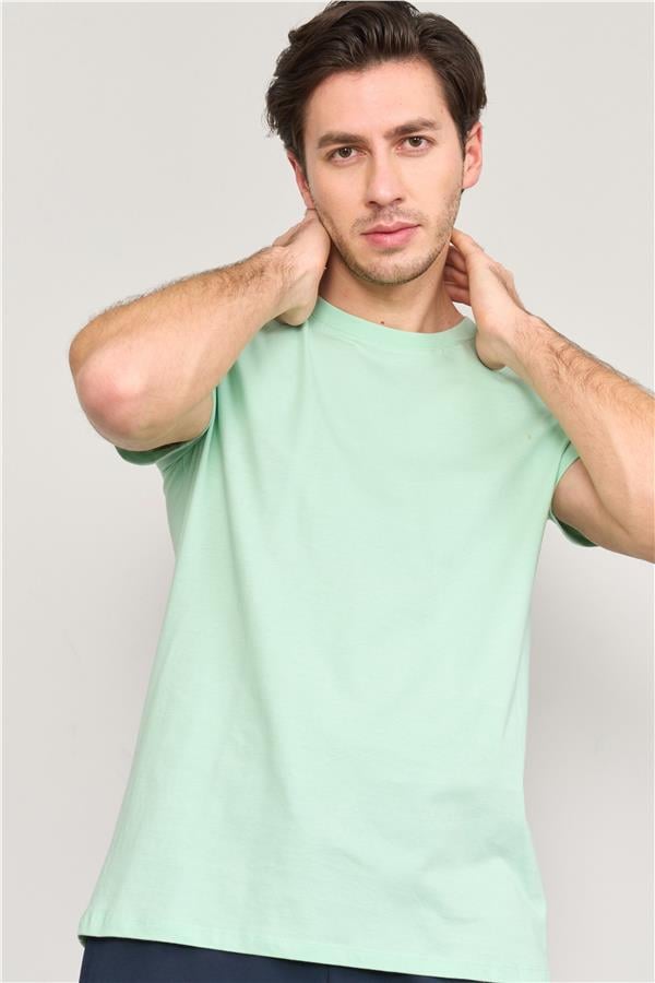 Çetinkaya Mentality 2772B Bisiklet Yaka Basic T-Shirt Mint