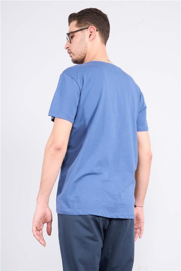 Çetinkaya Mentality 2772B Bisiklet Yaka Süprem Slim Fit İndigo T-shirt