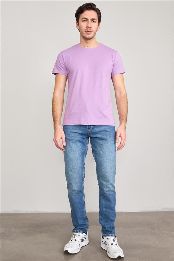 Çetinkaya Mentality 2772B  Bisiklet Yaka Basic T-Shirt Lila