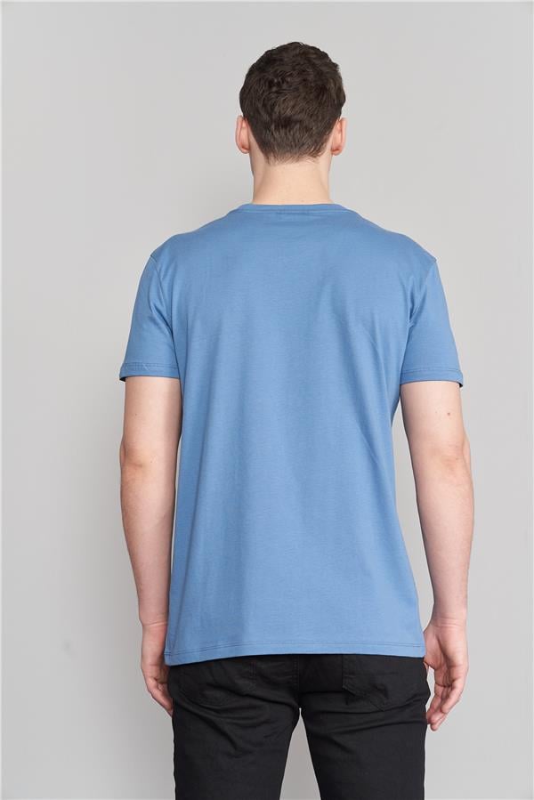Çetinkaya Mentality 2772B -I Bisiklet Yaka Basic T-Shirt Açık İndigo
