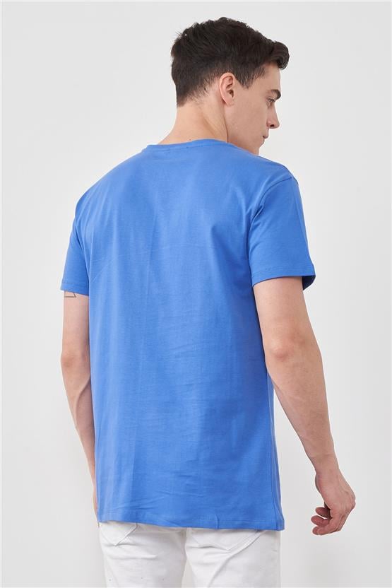 Çetinkaya Mentality 2772B  Bisiklet Yaka Basic T-Shirt Saks