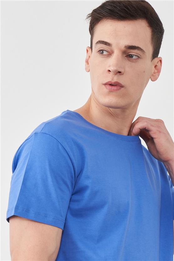Çetinkaya Mentality 2772B  Bisiklet Yaka Basic T-Shirt Saks