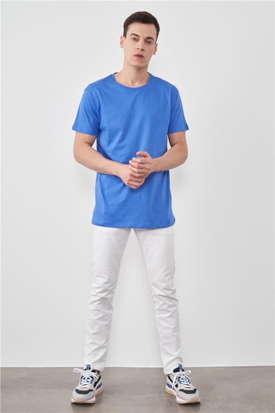 Çetinkaya Mentality 2772B  Bisiklet Yaka Basic T-Shirt Saks