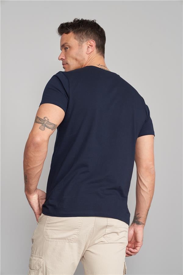 Çetinkaya Mentality 2772V V Yaka Basic Lacivert T-Shirt