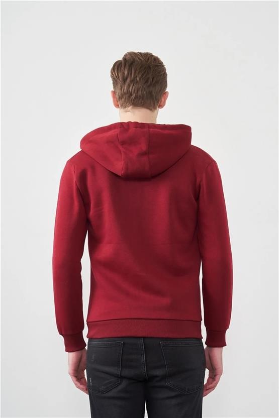 Çetinkaya Mentality 3034 Erkek Bordo Fermuarlı Sweatshirt
