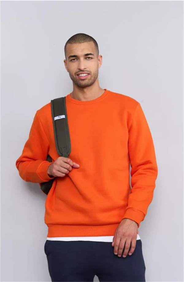 Çetinkaya Mentality 3036 3 İp Bisiklet Yaka Oranj Sweatshirt