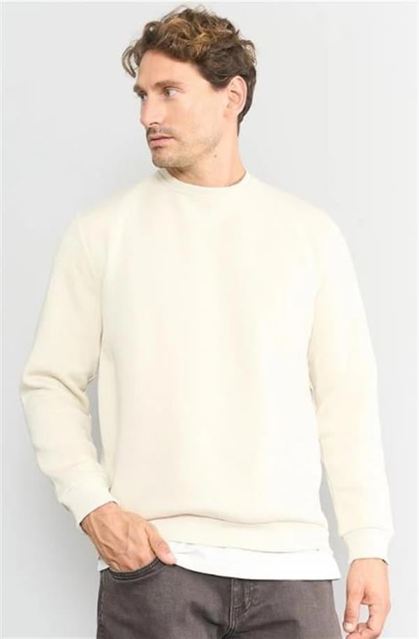 Çetinkaya Mentality 3036 3 İplik Bisiklet Yaka Krem 3'lü Sweatshirt Seti Siyah-Krem-Taş