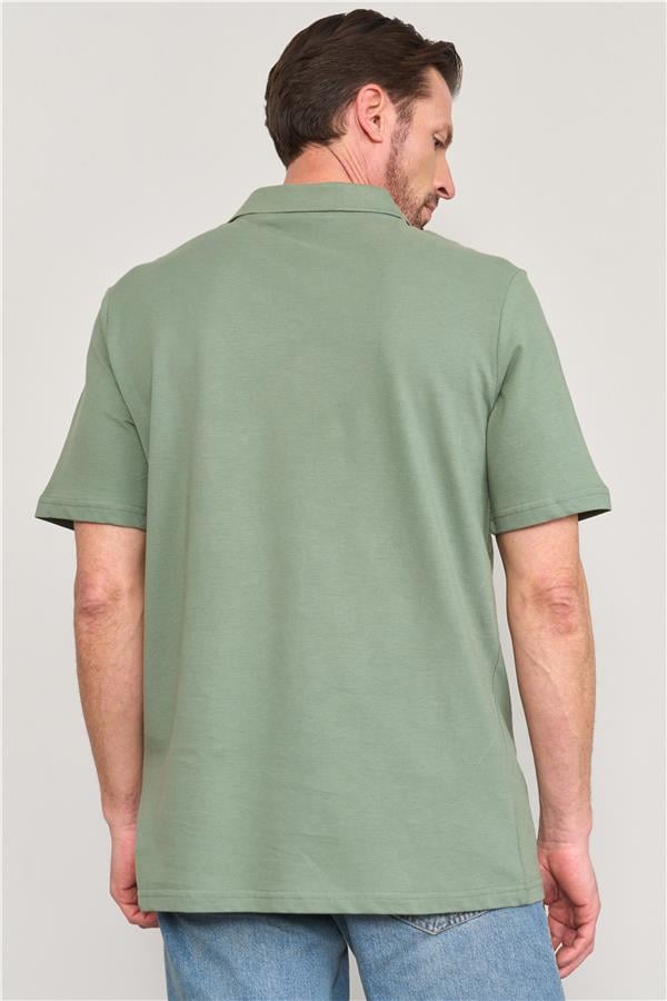 Çetinkaya Mentality 3140 Polo Yaka Penye Pike Cepli Regular T-Shirt Haki