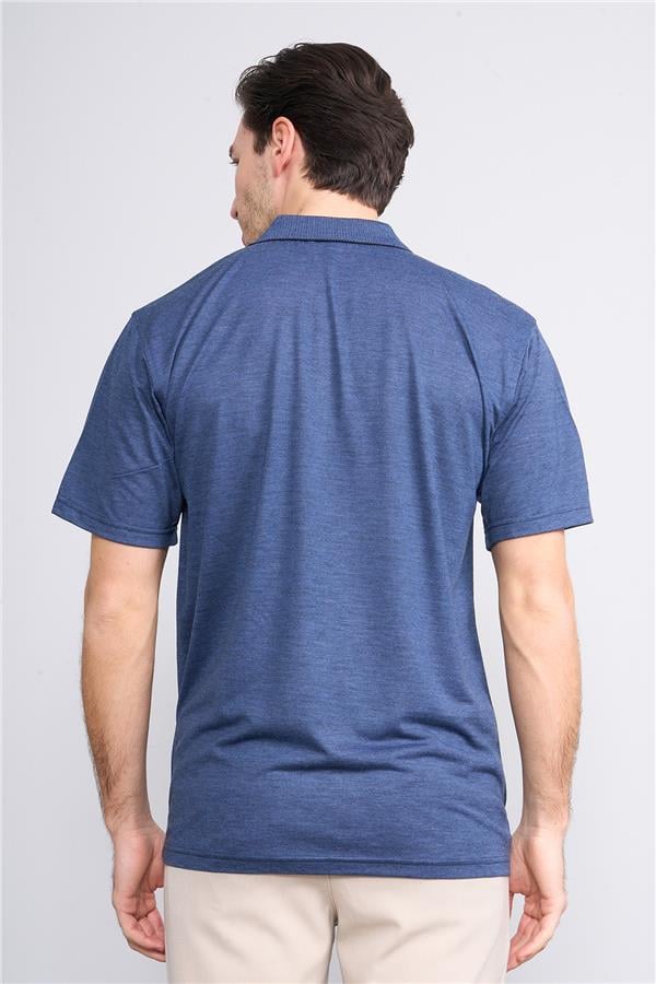 Çetinkaya Mentality 3371 Erkek Cepli Polo Yaka Regular Lacivert-Açık İndigo T-Shirt