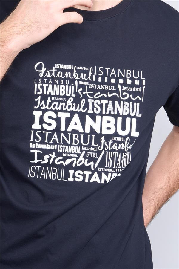 Çetinkaya Mentality 3400 Erkek Bisiklet Yaka Regular Baskılı T-Shirt Siyah
