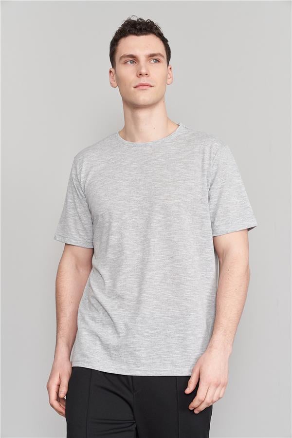 Çetinkaya Mentality 3446 Bisiklet Yaka Regular T-Shirt Gri