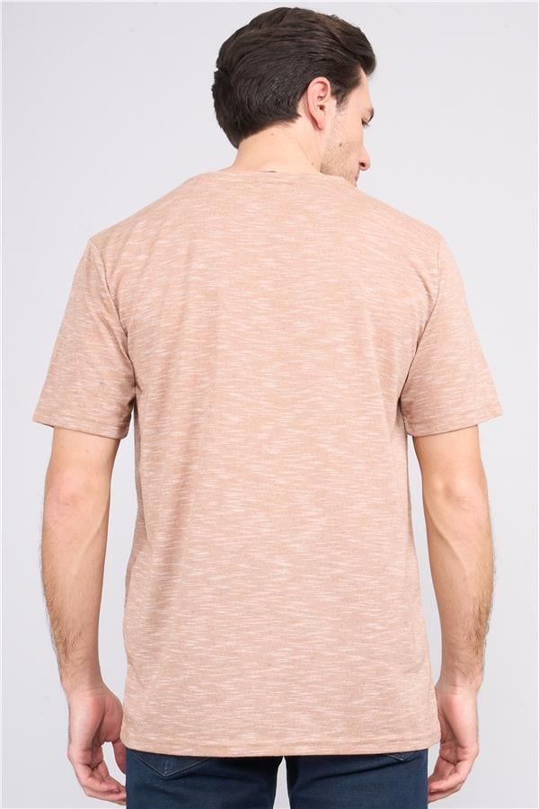 Çetinkaya Mentality 3447 Erkek V Yaka Regular T-Shirt Camel