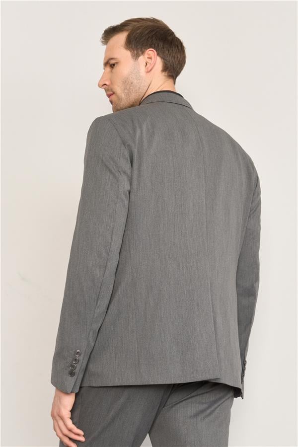Çetinkaya Mentality 3448 Erkek Yunter Loco Slim Fit Yelekli Takım Elbise Gri