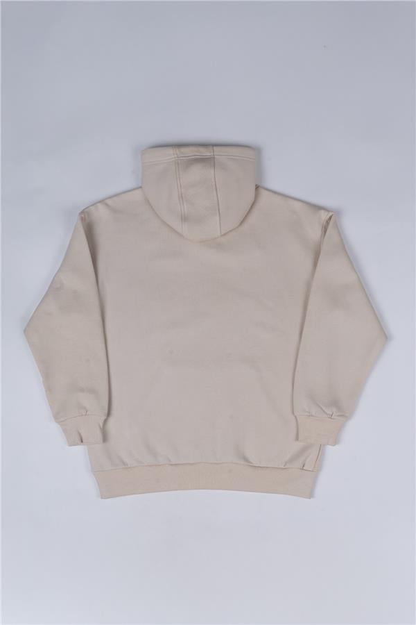 Çetinkaya Mentality 3589 Kapüşonlu 3 İplik Şardonlu Aplike Nakışlı Taş Sweatshirt