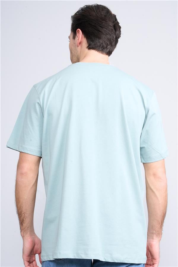 Çetinkaya Mentality 3698 Bisiklet Yaka Penye Regular Baskılı T-shirt Mavi Yeşil