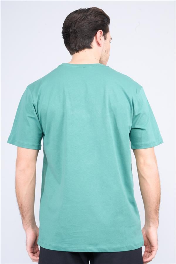 Çetinkaya Mentality 3698 Bisiklet Yaka Penye Regular Baskılı T-shirt Eski Yeşil