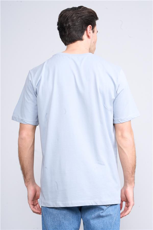 Çetinkaya Mentality 3698 Bisiklet Yaka Penye Regular Baskılı T-shirt Açık Gri