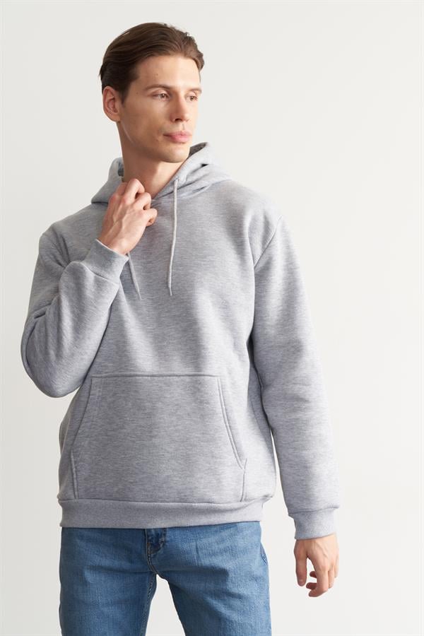 Çetinkaya Mentality 3706 Erkek Kapüşonlu Kanguru Cepli Rejenere Grimelanj Sweatshirt