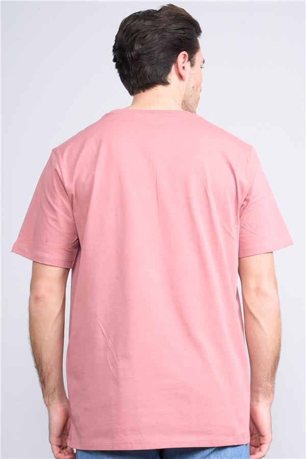 Çetinkaya Mentality 3720 Bisiklet Yaka 30/1 Penye Regular Baskılı T-shirt Gül Kurusu