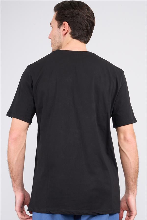 Çetinkaya Mentality 3720 Bisiklet Yaka 30/1 Penye Regular Baskılı T-shirt Siyah