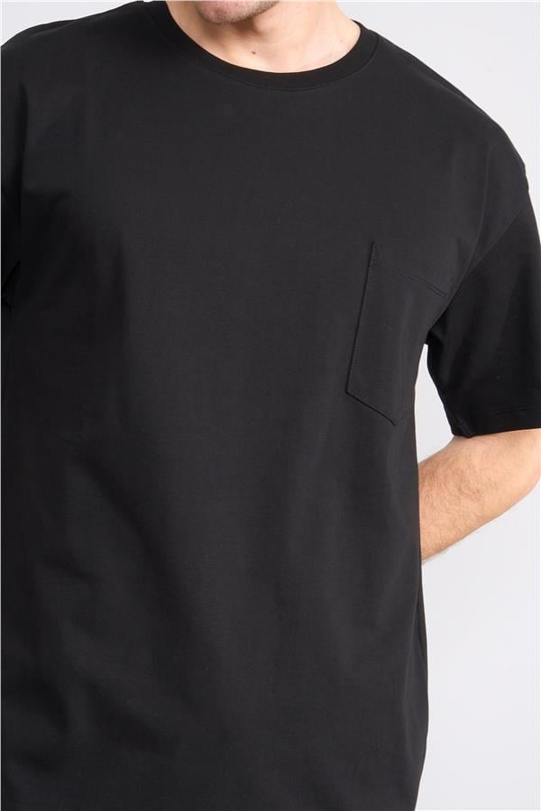 Çetinkaya Mentality 3892 Bisiklet Yaka 30/2 Süprem Loose Fit T-shirt Siyah