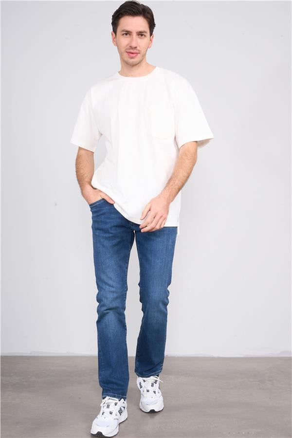 Çetinkaya Mentality 3892 Bisiklet Yaka 30/2 Süprem Loose Fit T-shirt Krem