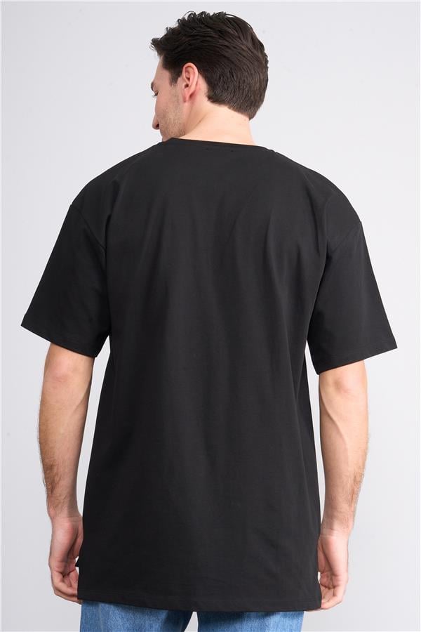 Çetinkaya Mentality 3892 Bisiklet Yaka 30/2 Süprem Loose Fit T-shirt Siyah