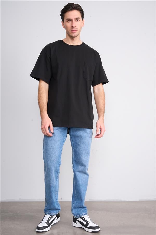 Çetinkaya Mentality 3892 Bisiklet Yaka 30/2 Süprem Loose Fit T-shirt Siyah