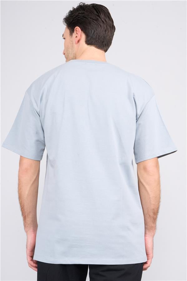 Çetinkaya Mentality 3893 Bisiklet Yaka 30/2 Süprem Loose Fit T-shirt Açık Gri